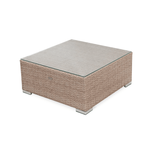 Conjunto de mobiliário de jardim com sofá em resina tecida de 5 lugares, Caligari, Beige, 234x82x67 cm