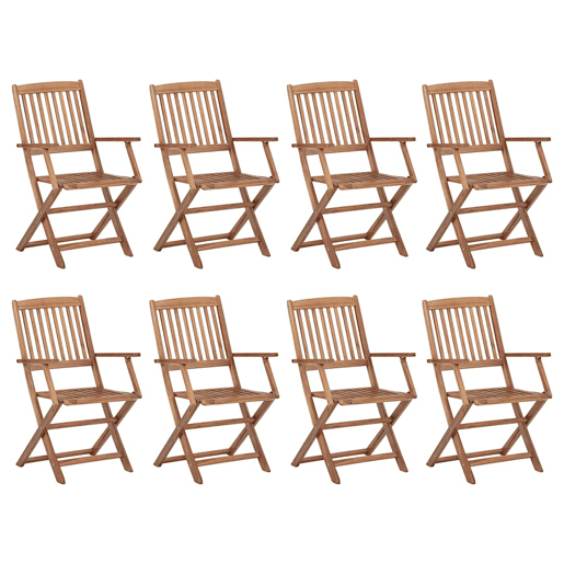 Cadeiras de exterior - Cadeiras de jardim dobráveis c almofadões 8pcs acácia maciça
