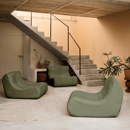 Sofá modular em tecido veludo cotelê de 3 lugares, Sokol veludo cotelê, Verde caqui, 91x105x72 cm