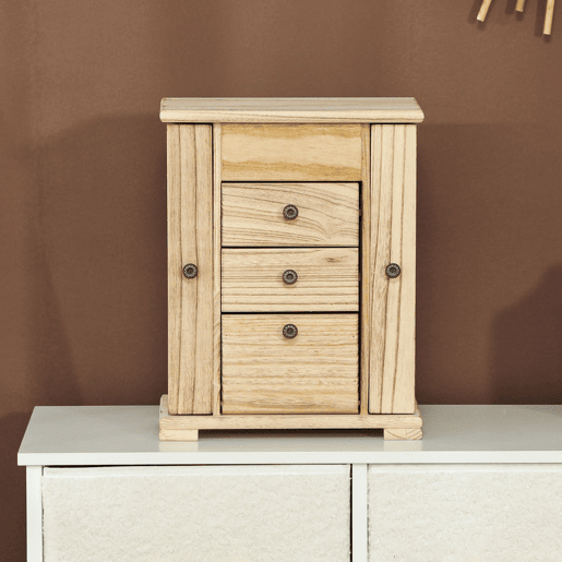 HOMCOM Caixa Joias de Madeira de 4 Níveis Organizador de Joias Grande com 2 Gavetas Espelho para Brincos Anéis Colares 26,5x16x33,5 cm Madeira