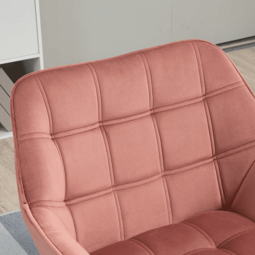 HOMCOM Poltrona de Sala Moderna, Cadeira de Leitura Estofada em Veludo com Pés de Madeira, Fácil de Montar, Poltrona Relax para Sala de Estar, Quarto e Varanda, Rosa