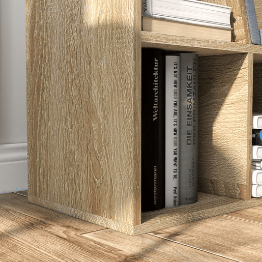 HOMCOM Estante para Livros com Banco Integrado e 6 Cubos Estante Infantil com Assento 102x30x61 cm Madeira e Cinzento