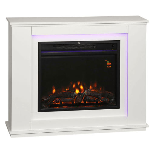 HOMCOM Lareira Elétrica com Efeito de Chama de 5 Níveis de Brilho, Luzes LED de 12 Cores, Lareira Decorativa, 10002000W, Temporizador, Termóstato Digital, Controlo Remoto, para 30 ?, Branco HOMCOM Lareira Elétrica com Efeito de Chama de 5 Níveis de Brilho, Luzes LED de 12 Cores, Lareira Decorativa, 10002000W, Temporizador, Termóstato Digital, Controlo Remoto, para 30 ?, Branco