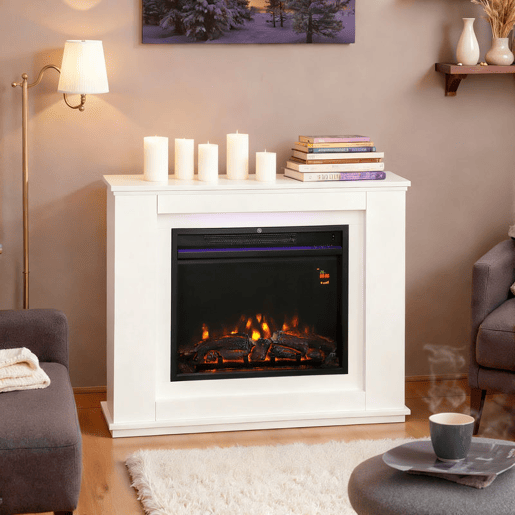 HOMCOM Lareira Elétrica com Efeito de Chama de 5 Níveis de Brilho, Luzes LED de 12 Cores, Lareira Decorativa, 10002000W, Temporizador, Termóstato Digital, Controlo Remoto, para 30 ?, Branco HOMCOM Lareira Elétrica com Efeito de Chama de 5 Níveis de Brilho, Luzes LED de 12 Cores, Lareira Decorativa, 10002000W, Temporizador, Termóstato Digital, Controlo Remoto, para 30 ?, Branco