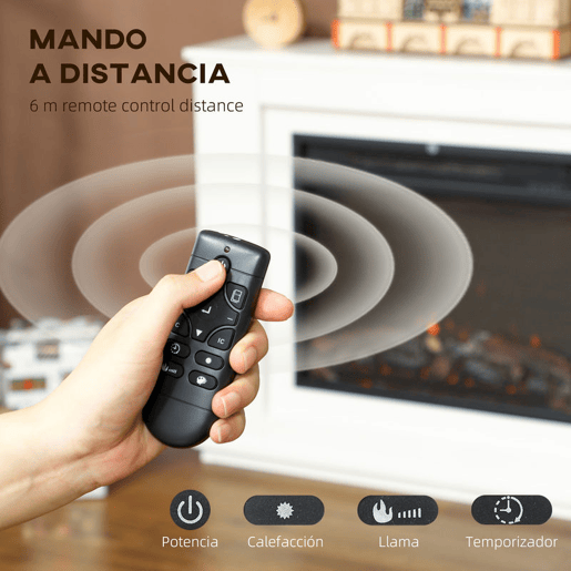 HOMCOM Lareira Elétrica com Efeito de Chama de 5 Níveis de Brilho, Luzes LED de 12 Cores, Lareira Decorativa, 10002000W, Temporizador, Termóstato Digital, Controlo Remoto, para 30 ?, Branco HOMCOM Lareira Elétrica com Efeito de Chama de 5 Níveis de Brilho, Luzes LED de 12 Cores, Lareira Decorativa, 10002000W, Temporizador, Termóstato Digital, Controlo Remoto, para 30 ?, Branco