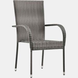 Cadeiras de exterior - Cadeiras de jardim empilháveis 6 pcs vime PE cinzento