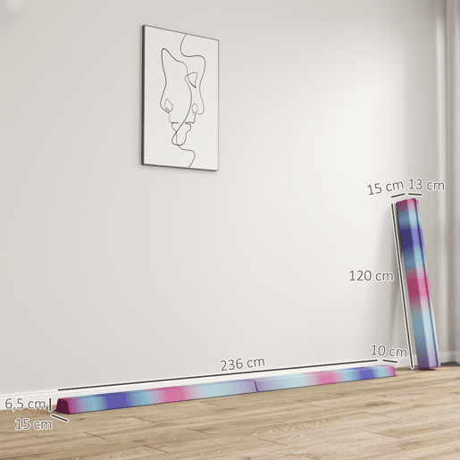 SPORTNOW Barra de Equilíbrio de Ginástica Dobrável 236 cm Barra de Ginástica Artística com Base Antiderrapante Viga de Equilíbrio para Crianças Principiantes Ginastas Profissionais Treino em Casa