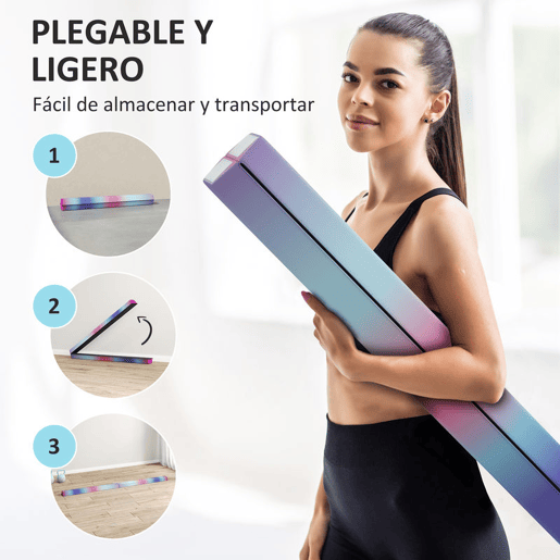 SPORTNOW Barra de Equilíbrio de Ginástica Dobrável 236 cm Barra de Ginástica Artística com Base Antiderrapante Viga de Equilíbrio para Crianças Principiantes Ginastas Profissionais Treino em Casa