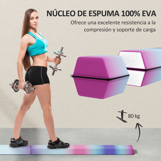 SPORTNOW Barra de Equilíbrio de Ginástica Dobrável 236 cm Barra de Ginástica Artística com Base Antiderrapante Viga de Equilíbrio para Crianças Principiantes Ginastas Profissionais Treino em Casa