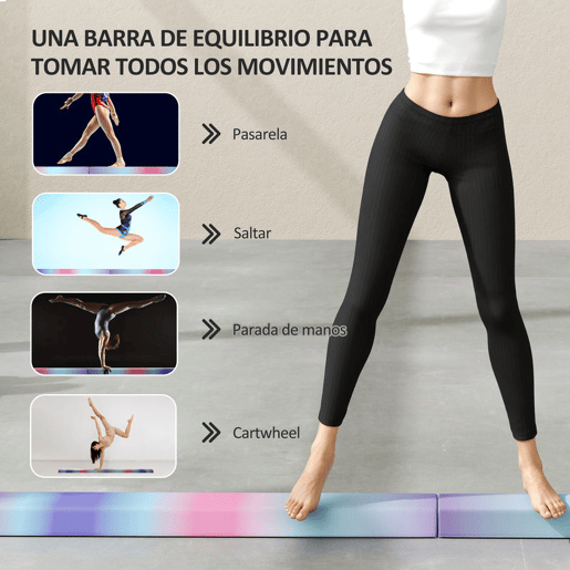 SPORTNOW Barra de Equilíbrio de Ginástica Dobrável 236 cm Barra de Ginástica Artística com Base Antiderrapante Viga de Equilíbrio para Crianças Principiantes Ginastas Profissionais Treino em Casa