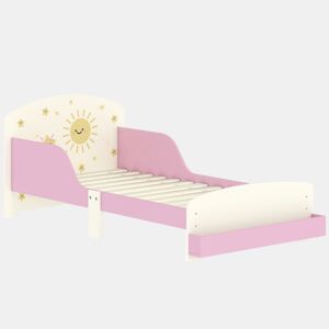 AIYAPLAY Cama Infantil 70x140 cm em Madeira com Armazenamento Proteção Antiqueda e Desenhos de Estrelas para Dormitório Rosa