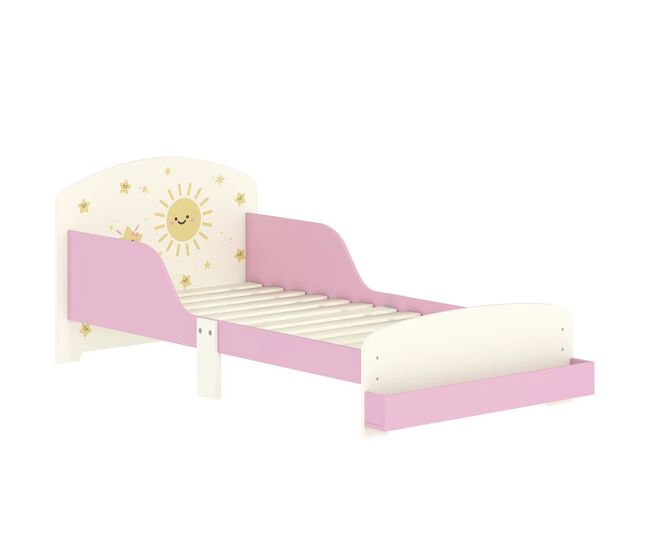 Aiyaplay cama infantil 70x140 cm de madera con almacenaje cama para niños de +3 años con protección anticaída cabecero en dibujos de estrellas carga