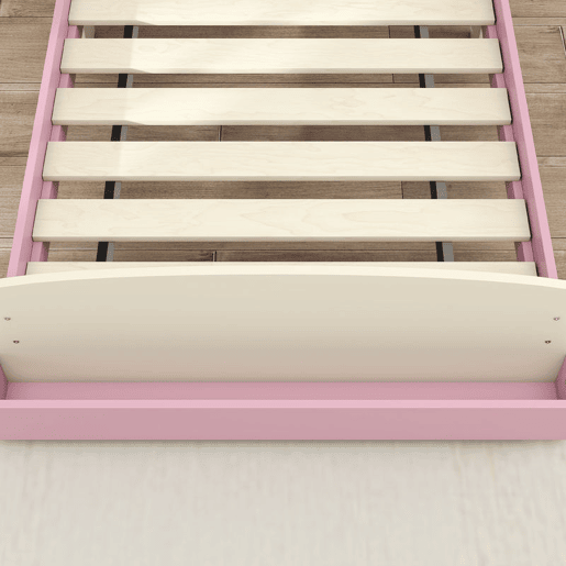AIYAPLAY Cama Infantil 70x140 cm em Madeira com Armazenamento Proteção Antiqueda e Desenhos de Estrelas para Dormitório Rosa