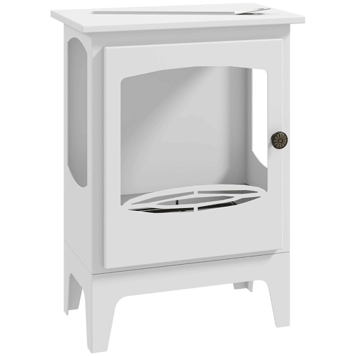 HOMCOM Lareira de Etanol 7000BTU Lareira de Bioetanol de Aço com Apagador de Aço Inoxidável Depósito de 1,2L Tempo de Combustão 3h para Interiores 20-25 m² 39x26x54 cm Branco