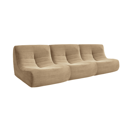 Sofá modular em tecido veludo cotelê de 3 lugares, Sokol veludo cotelê, Taupe, 91x105x72 cm