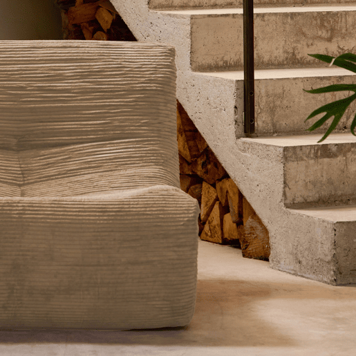Sofá modular em tecido veludo cotelê de 3 lugares, Sokol veludo cotelê, Taupe, 91x105x72 cm