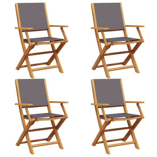 Cadeiras jardim - Cadeiras exterior dobráveis 4 pcs tecidomadeira maciça antracite