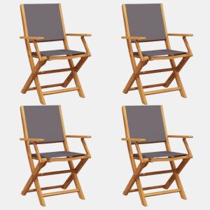Cadeiras jardim - Cadeiras exterior dobráveis 4 pcs tecidomadeira maciça antracite