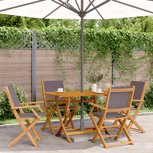 Cadeiras jardim - Cadeiras exterior dobráveis 4 pcs tecidomadeira maciça antracite