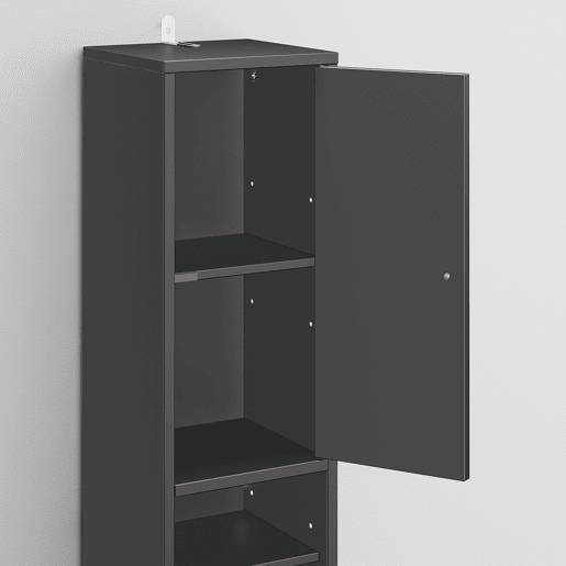 SoBuy BZR34-II-SCH Coluna de casa de banho estreita - Armário de casa de banho alto, à prova de água, com prateleiras e gaveta ajustáveis - Armário que poupa espaço, MDF, Preto, 20x180x20cm