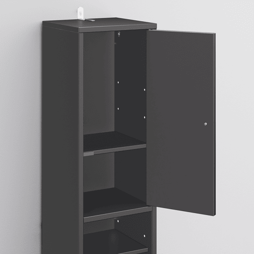 SoBuy BZR34-II-SCH Coluna de casa de banho estreita - Armário de casa de banho alto, à prova de água, com prateleiras e gaveta ajustáveis - Armário que poupa espaço, MDF, Preto, 20x180x20cm