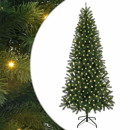Árvore de Natal - Pinheiro de Natal Artificial com 300 LEDs Verde 180 cm PE e PVC