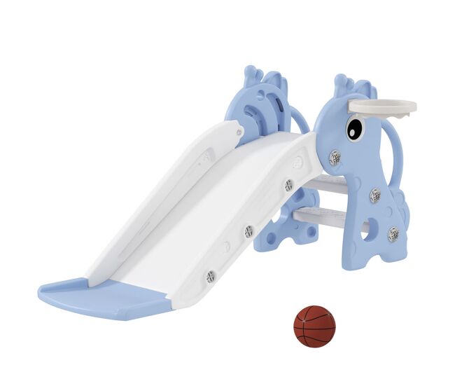 Aiyaplay tobogán infantil 3 en 1 tobogán para niños de 1 a 3 años con escalera canasta de baloncesto y diseño de jirafa para interior 106x51,5x52 cm