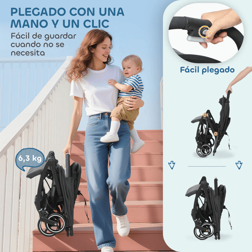 AIYAPLAY Carrinho de Bebé Dobrável com Encosto Reclinável Apoio para os Pés Ajustável Capota Cesto e Arnês de 5 Pontos Carga Máxima 15 kg 80x46x106 cm Cinza Escuro