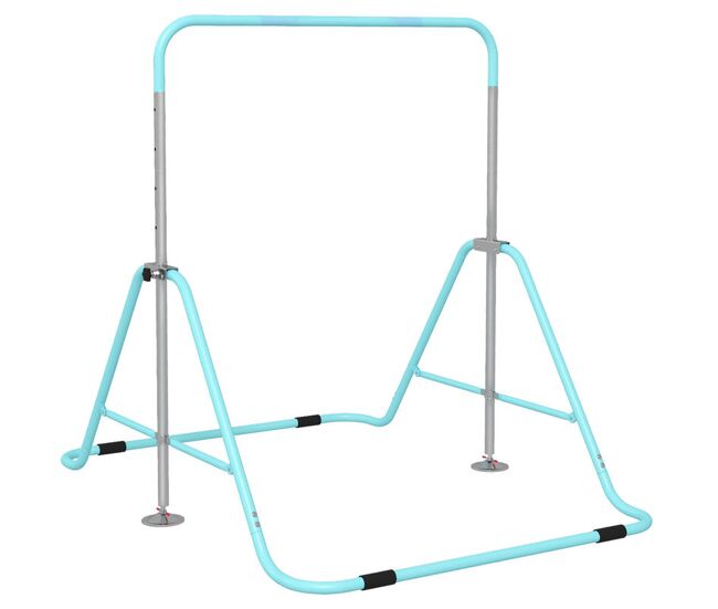 Homcom barra de gimnasia artística, barra horizontal plegable, altura ajustable, equipo de gimnasia para entrenamiento en casa, para niños y niñas, azul celeste