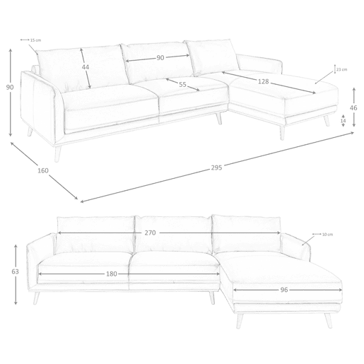 ANGEL CERDA Sofá chaise longue direita pele