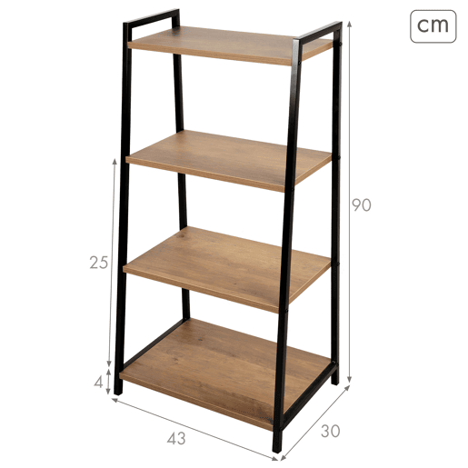 Max Home Estantes fixas de madeira em escada 4 prateleiras 43x30x90 cm
