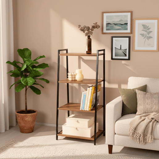 Max Home Estantes fixas de madeira em escada 4 prateleiras 43x30x90 cm