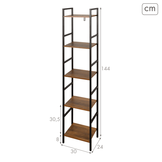 Max Home Estantes fixas de madeira reforçadas 5 prateleiras 30x24x144 cm