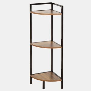 Max Home Estante fixa de canto em madeira 3 prateleiras 24x24x80 cm