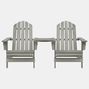 Cadeiras jardim - Cadeiras exterior Adirondack + mesa centro madeira abeto cinza