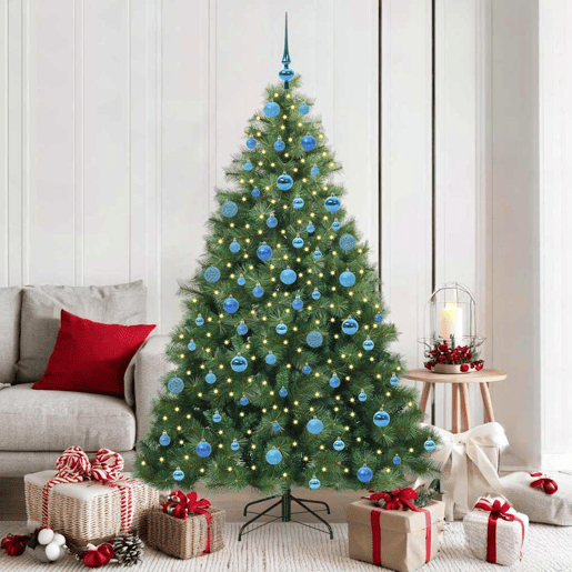 Árvore de Natal - Pinheiro de Natal Artificial com 300 LEDs Verde 180 cm PE e PVC