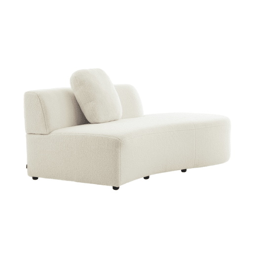 Sofá vírgula modular orgânico boucle de 2-3 lugares, Wave, Creme, 171x93x68 cm