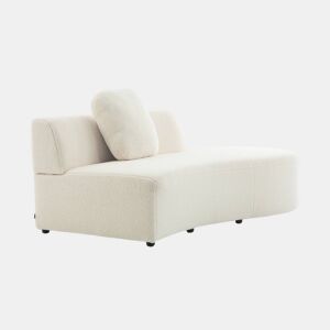 Sofá vírgula modular orgânico boucle de 2-3 lugares, Wave, Creme, 171x93x68 cm