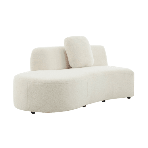 Sofá vírgula modular orgânico boucle de 2-3 lugares, Wave, Creme, 171x93x68 cm