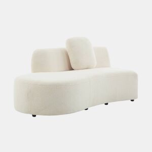 Sofá vírgula modular orgânico boucle de 2-3 lugares, Wave, Creme, 171x93x68 cm