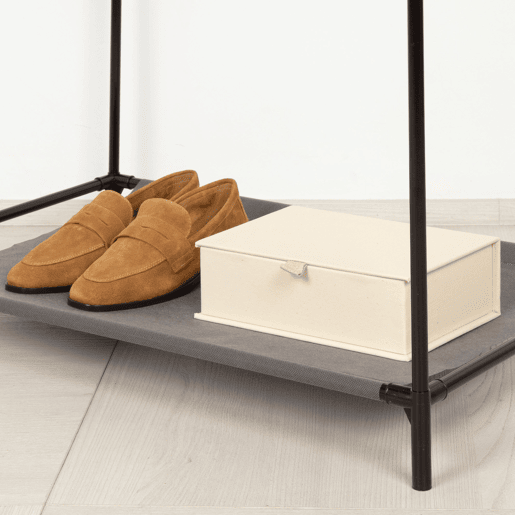 Max Home Roupeiro de tecido Roupeiro 1 varão para cabides 70x44x148 cm cinzento