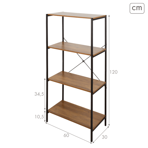 Max Home Estante fixa de madeira 4 prateleiras 60x30x120 cm Max Home Estante fixa de madeira 4 prateleiras 60x30x120 cm