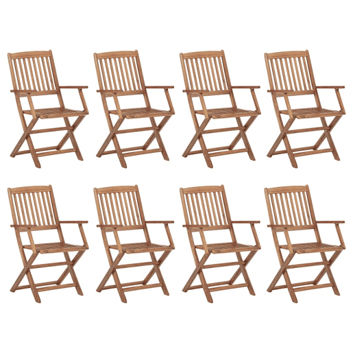 Cadeiras de exterior - Cadeiras de jardim dobráveis c almofadões 8pcs acácia maciça