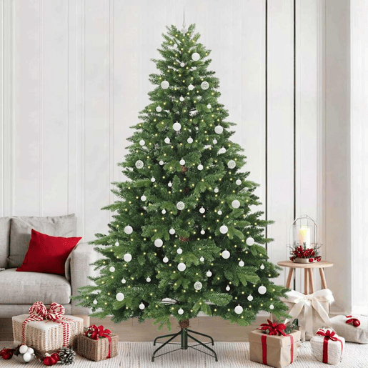 Árvore de Natal - Pinheiro de Natal Artificial com 300 LEDs Verde 240 cm PE e PVC Árvore de Natal - Pinheiro de Natal Artificial com 300 LEDs Verde 240 cm PE e PVC