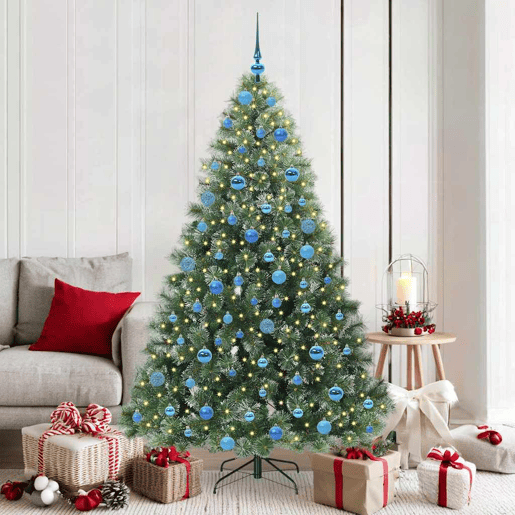 Árvore de Natal - Pinheiro de Natal Artificial com 300 LEDs Verde 180 cm PE e PVC