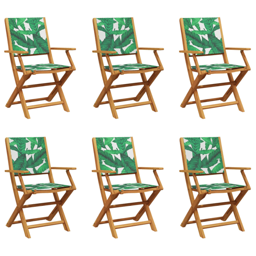 Cadeiras de jardim - Cadeiras de exterior dobráveis 6 pcs tecidomadeira maciça verde
