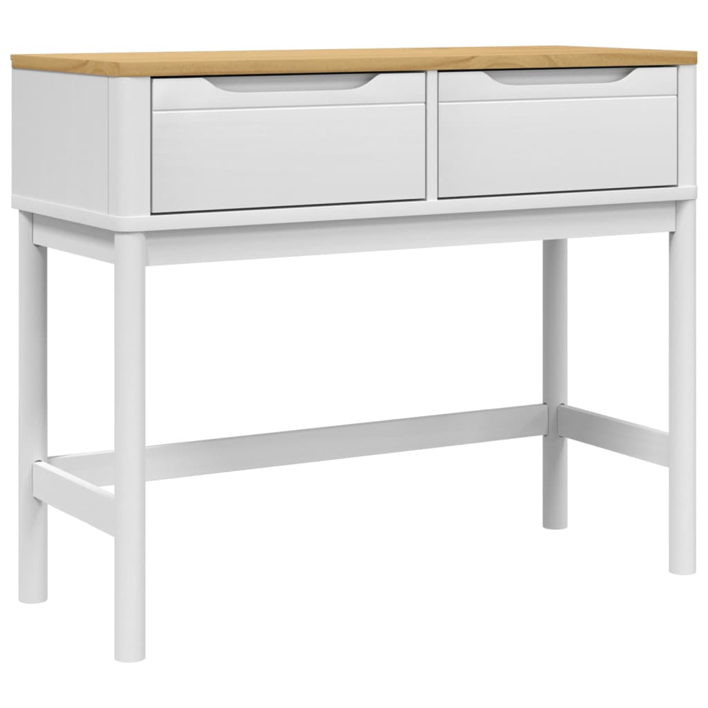 Mesa consola floro madera maciza de pino blanco 89,5x36,5x73 cm