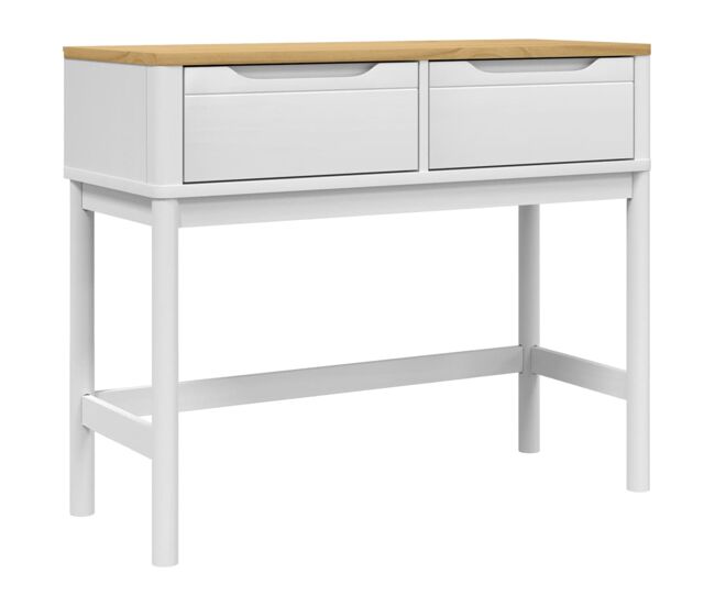 Mesa consola floro madera maciza de pino blanco 89,5x36,5x73 cm