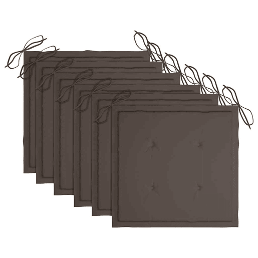 Cadeiras de jardim - Cadeiras de exterior c almofadões cinza-acast. 6 pcs teca maciça