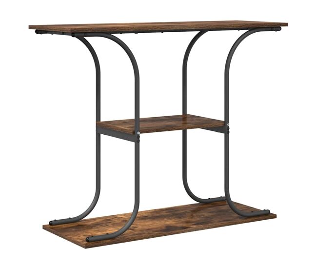 Mesa consola con estante roble ahumado 101 x 35 x 80.5 cm